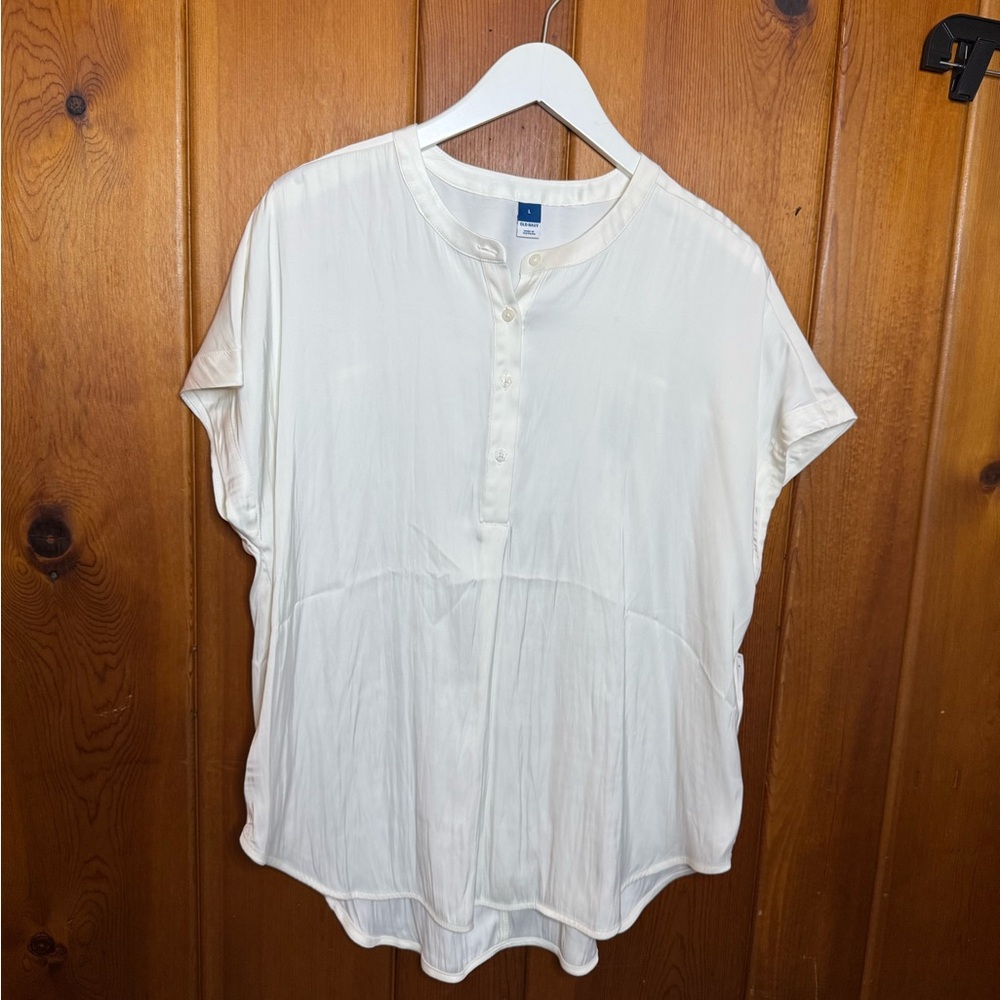 GAP Cream Short-Sleeve Henley Tunic